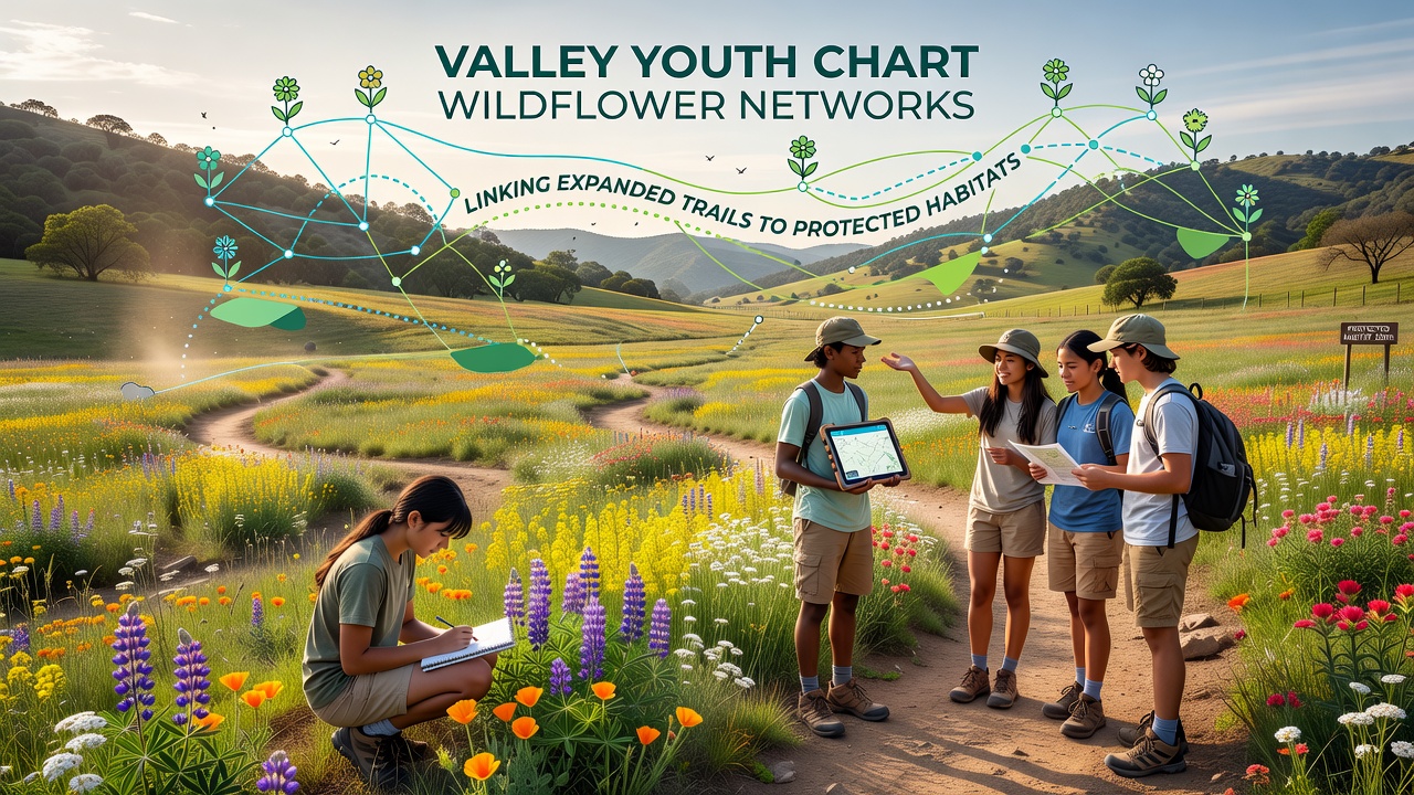 Youth volunteers charting wildflower distribution across valley trails and conservation areas